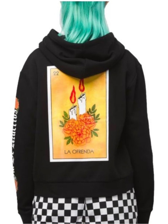 Vans Tops - Rare VANS X LOTERIA OFRENDA BOXY Black HOODIE Dia De Los Muertos Women L
